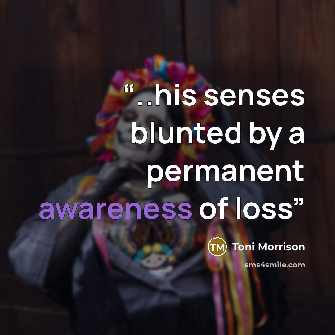 “..his senses blunted by a permanent awareness of loss” quote by Toni Morrison