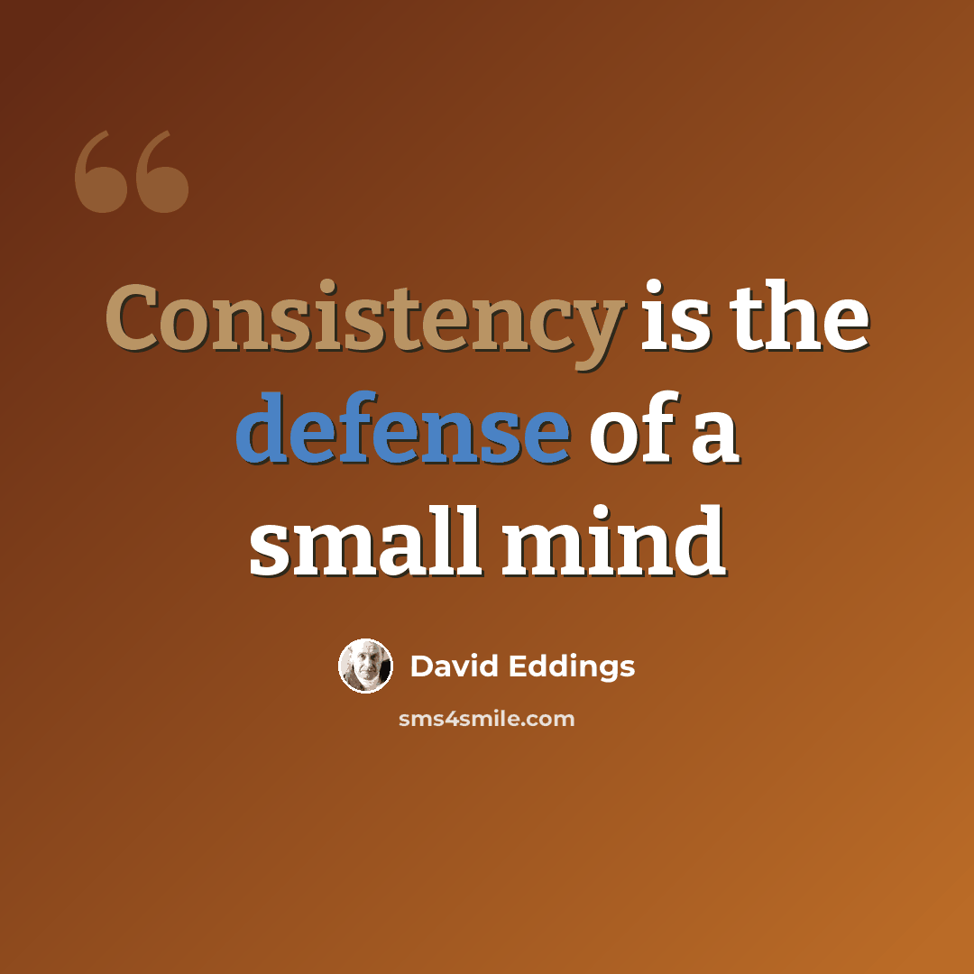 “Consistency is the defense of a small mind” quote by David Eddings