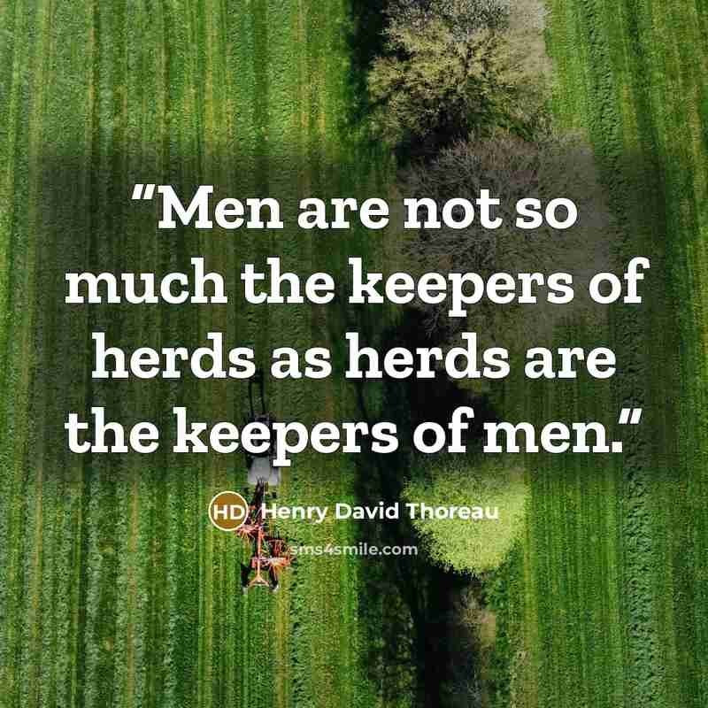 “Men are not so much the keepers of herds as herds are the keepers of men.” quote by Henry David Thoreau