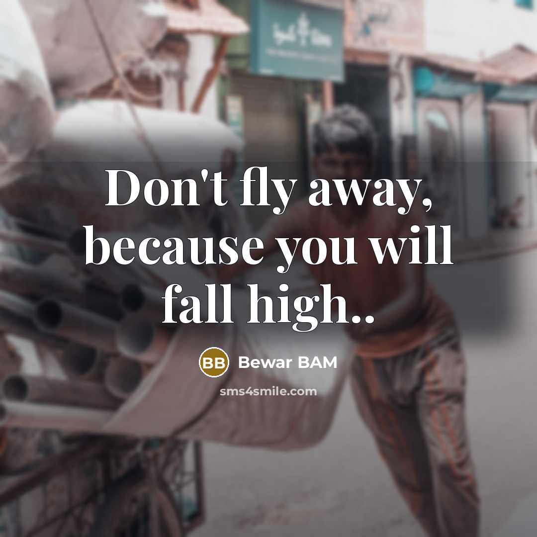 “Don't fly away, because you will fall high..” quote by Bewar BAM