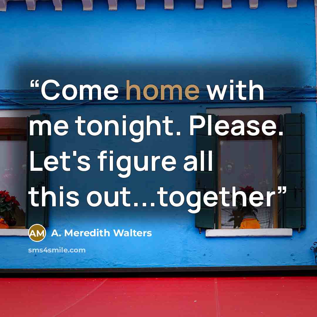 “Come home with me tonight. Please. Let's figure all this out...together” quote by A. Meredith Walters
