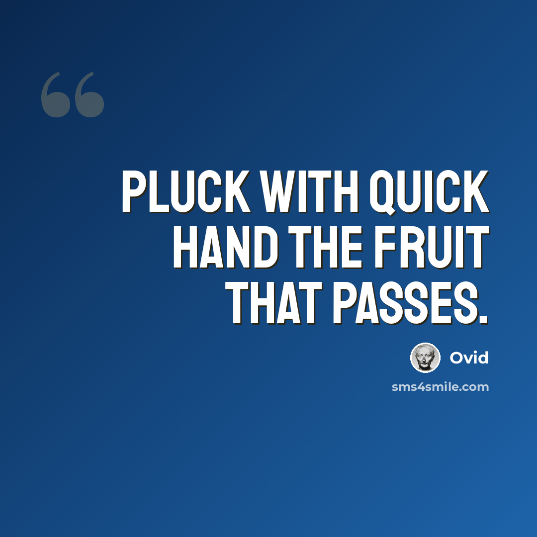 “Pluck with quick hand the fruit that passes.” quote by Ovid