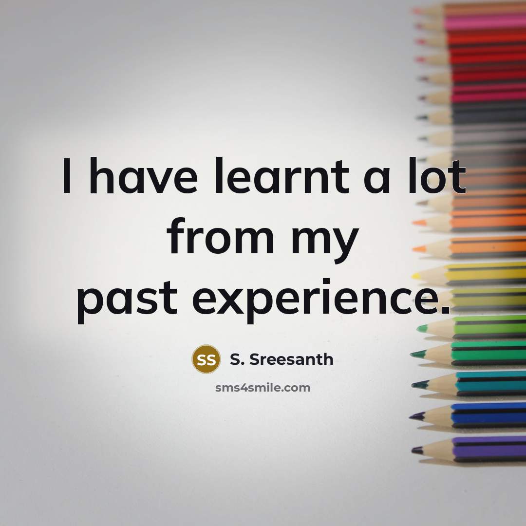“I have learnt a lot from my past experience.” quote by S. Sreesanth