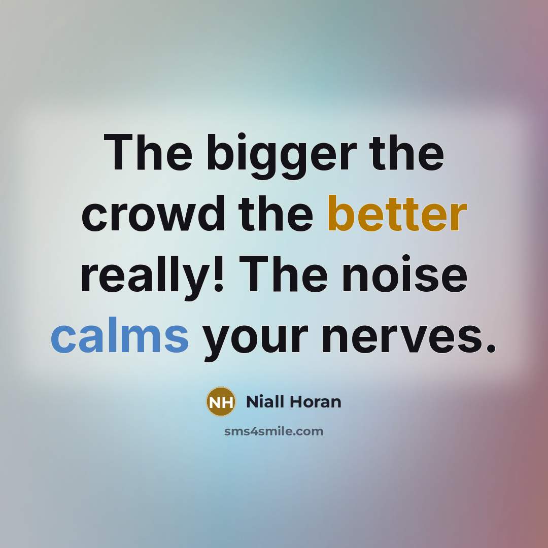 “The bigger the crowd the better really! The noise calms your nerves.” quote by Niall Horan