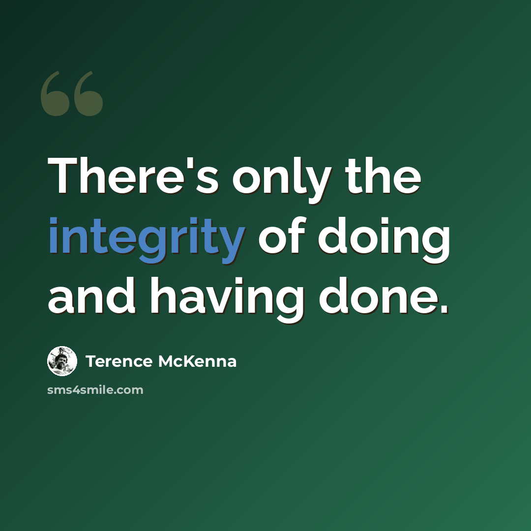 “There's only the integrity of doing and having done.” quote by Terence McKenna
