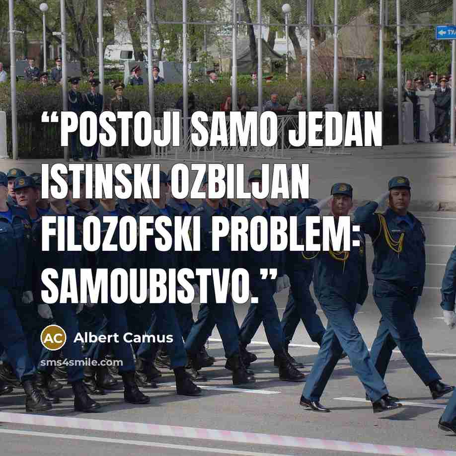 “Postoji samo jedan istinski ozbiljan filozofski problem: samoubistvo.” quote by Albert Camus