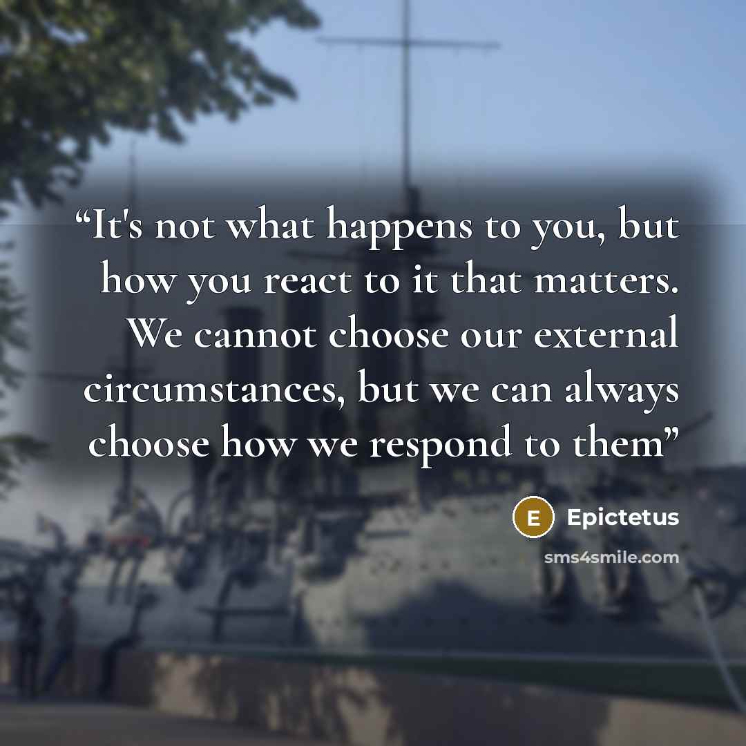 “It's not what happens to you, but how you react to it that matters. We cannot choose our external circumstances, but we can always choose how we respond to them” quote by Epictetus