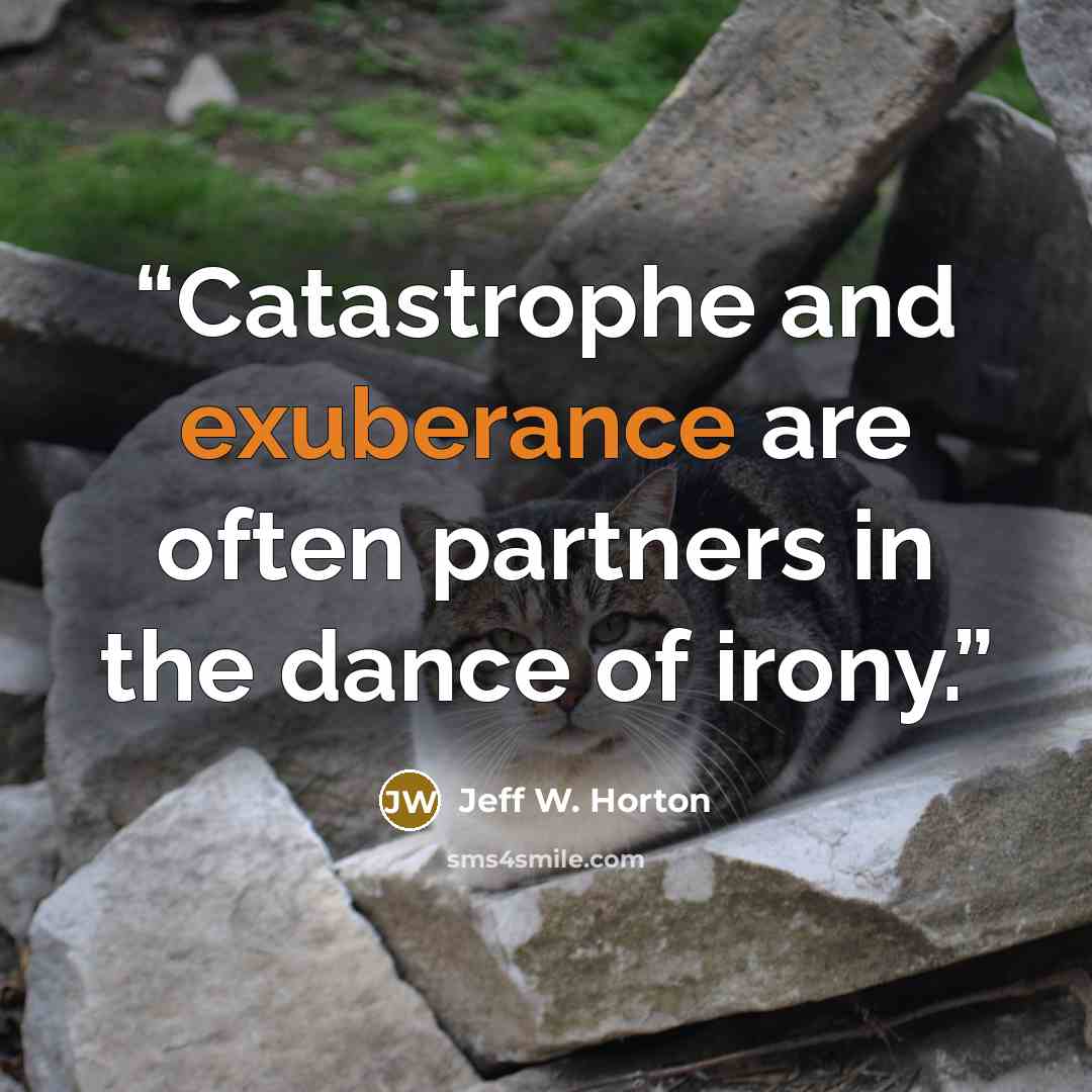 “Catastrophe and exuberance are often partners in the dance of irony.” quote by Jeff W. Horton