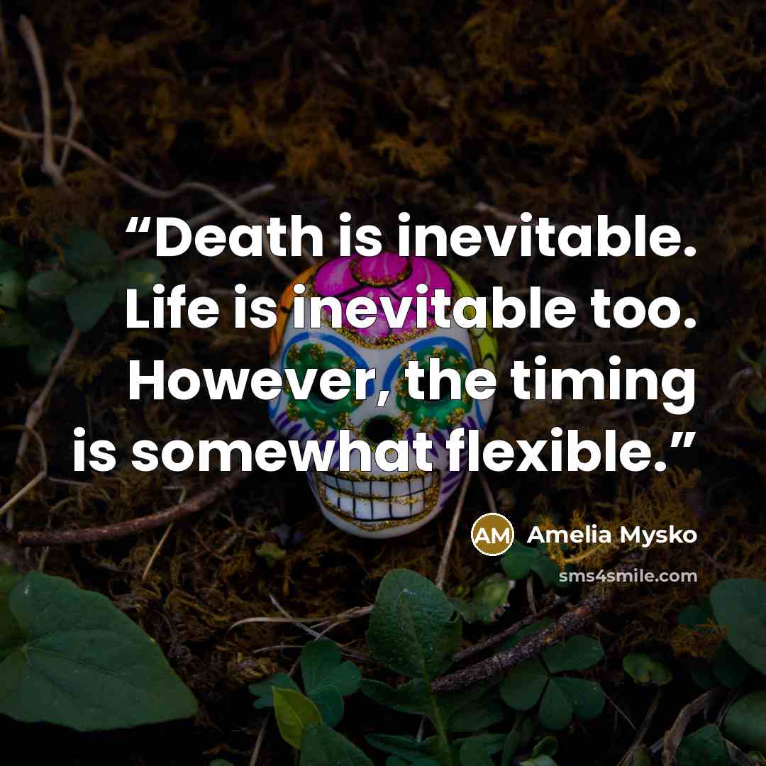 “Death is inevitable. Life is inevitable too. However, the timing is somewhat flexible.” quote by Amelia Mysko