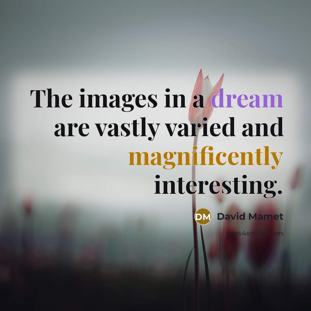 “The images in a dream are vastly varied and magnificently interesting.” quote by David Mamet