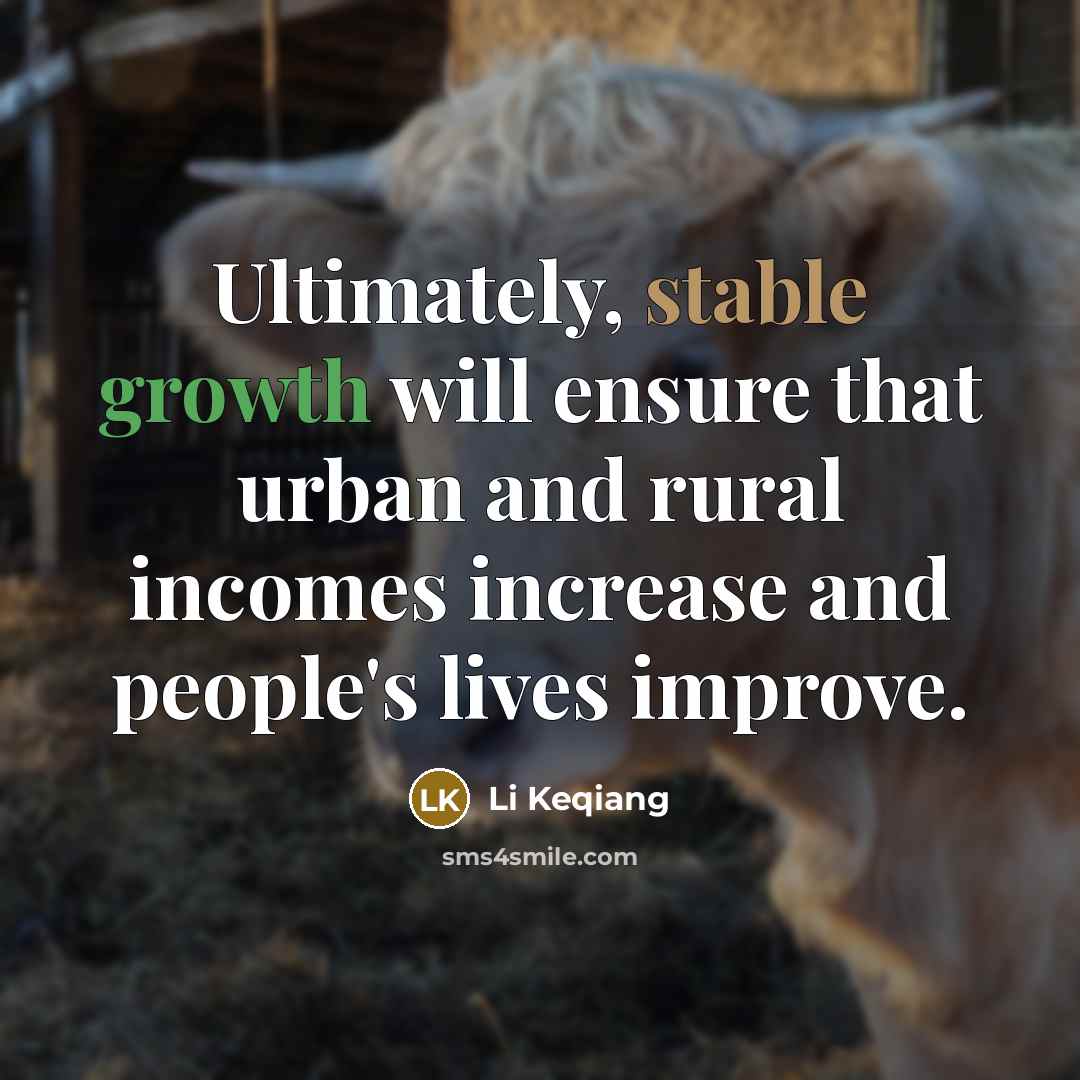 “Ultimately, stable growth will ensure that urban and rural incomes increase and people's lives improve.” quote by Li Keqiang