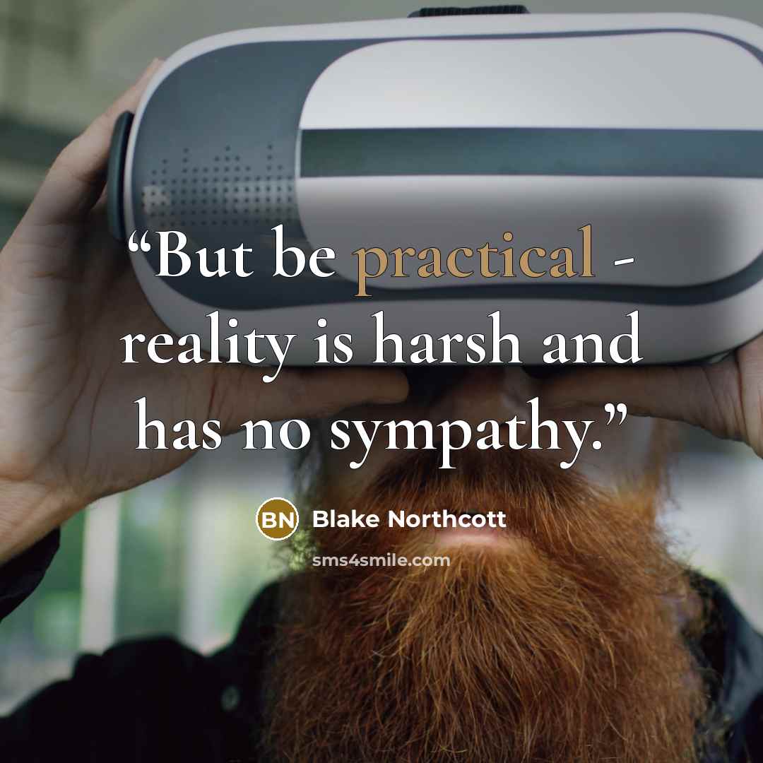 “But be practical - reality is harsh and has no sympathy.” quote by Blake Northcott