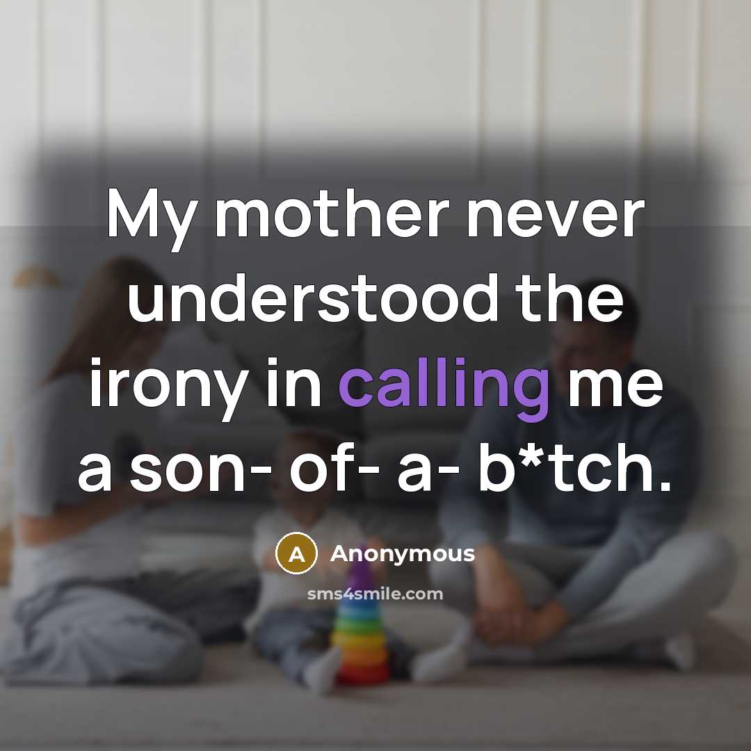 “My mother never understood the irony in calling me a son- of- a- b*tch.” quote by Anonymous