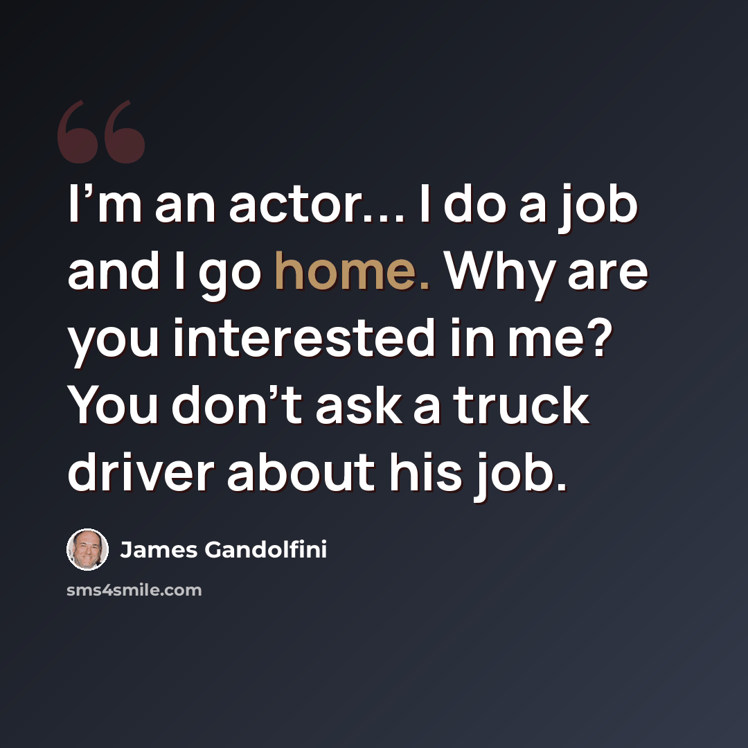 “I'm an actor... I do a job and I go home. Why are you interested in me? You don't ask a truck driver about his job.” quote by James Gandolfini