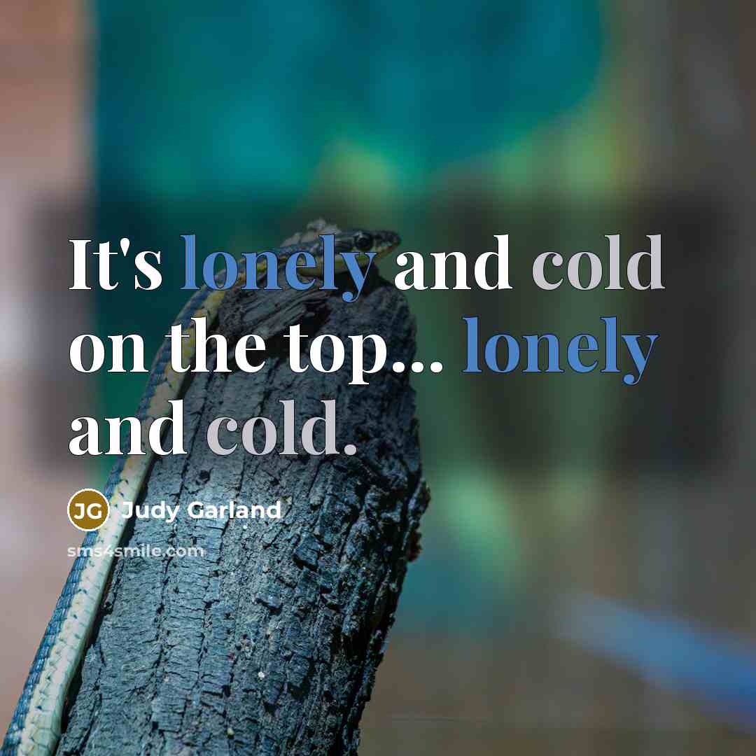 “It's lonely and cold on the top... lonely and cold.” quote by Judy Garland