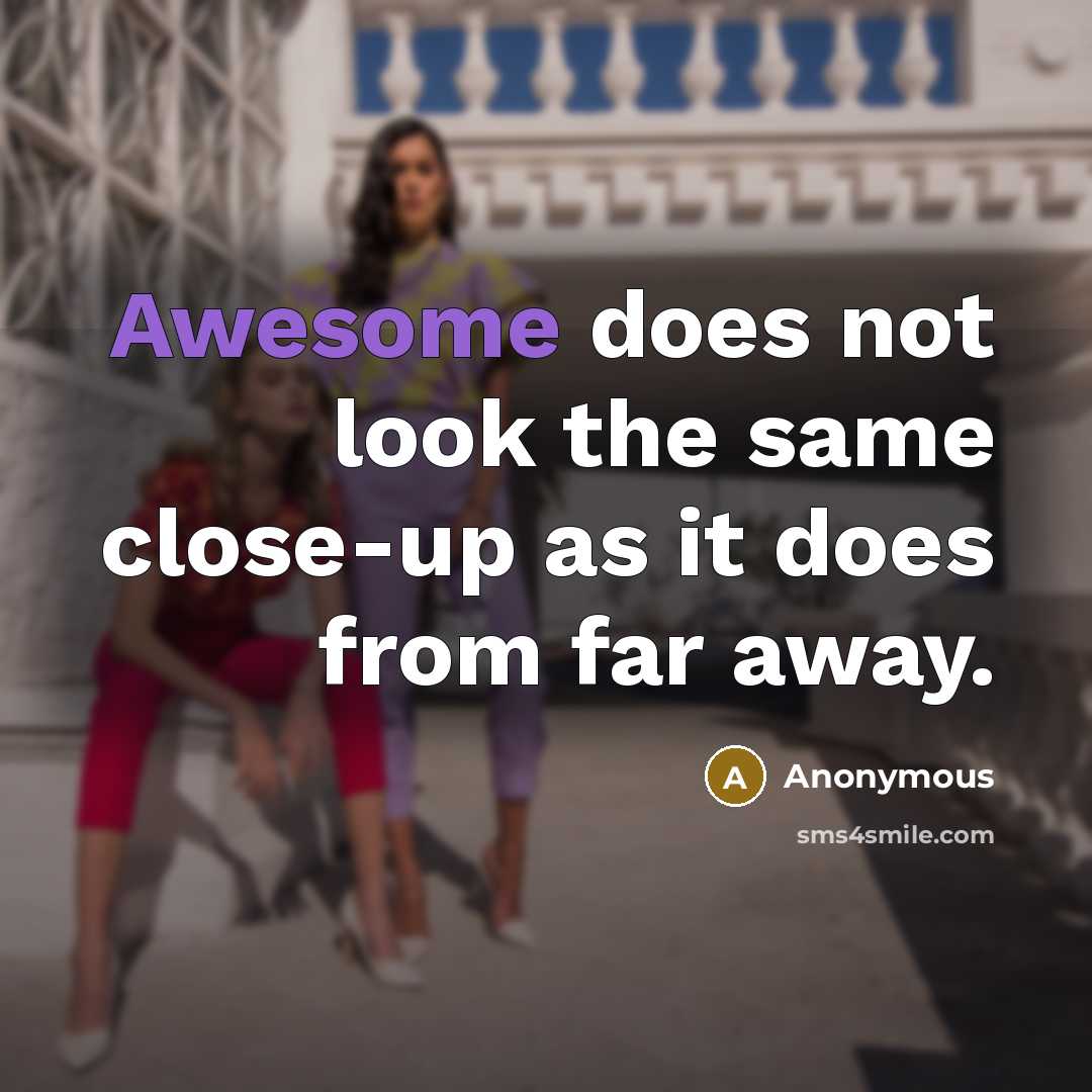 “Awesome does not look the same close-up as it does from far away.” quote by Anonymous