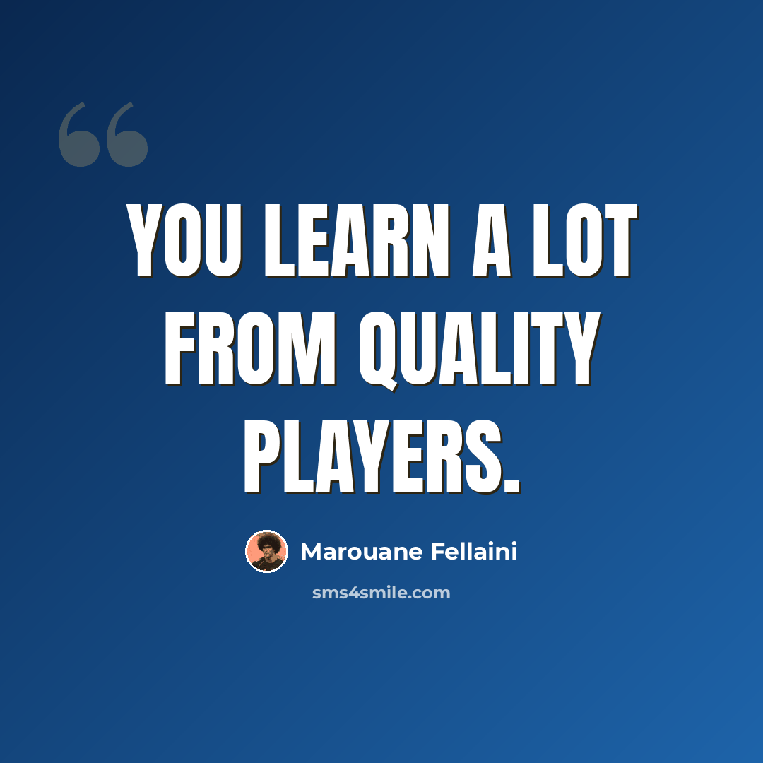 “You learn a lot from quality players.” quote by Marouane Fellaini