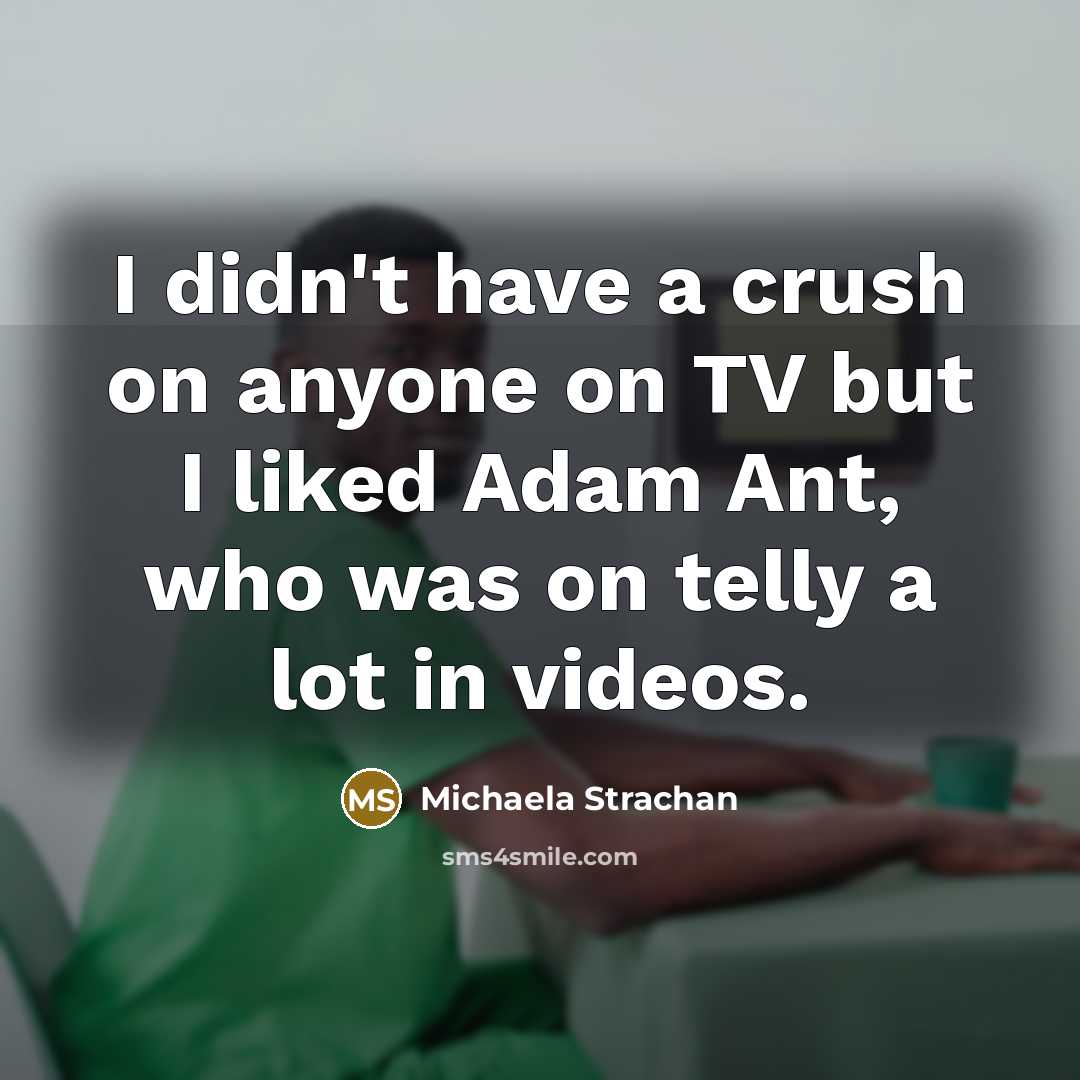 “I didn't have a crush on anyone on TV but I liked Adam Ant, who was on telly a lot in videos.” quote by Michaela Strachan