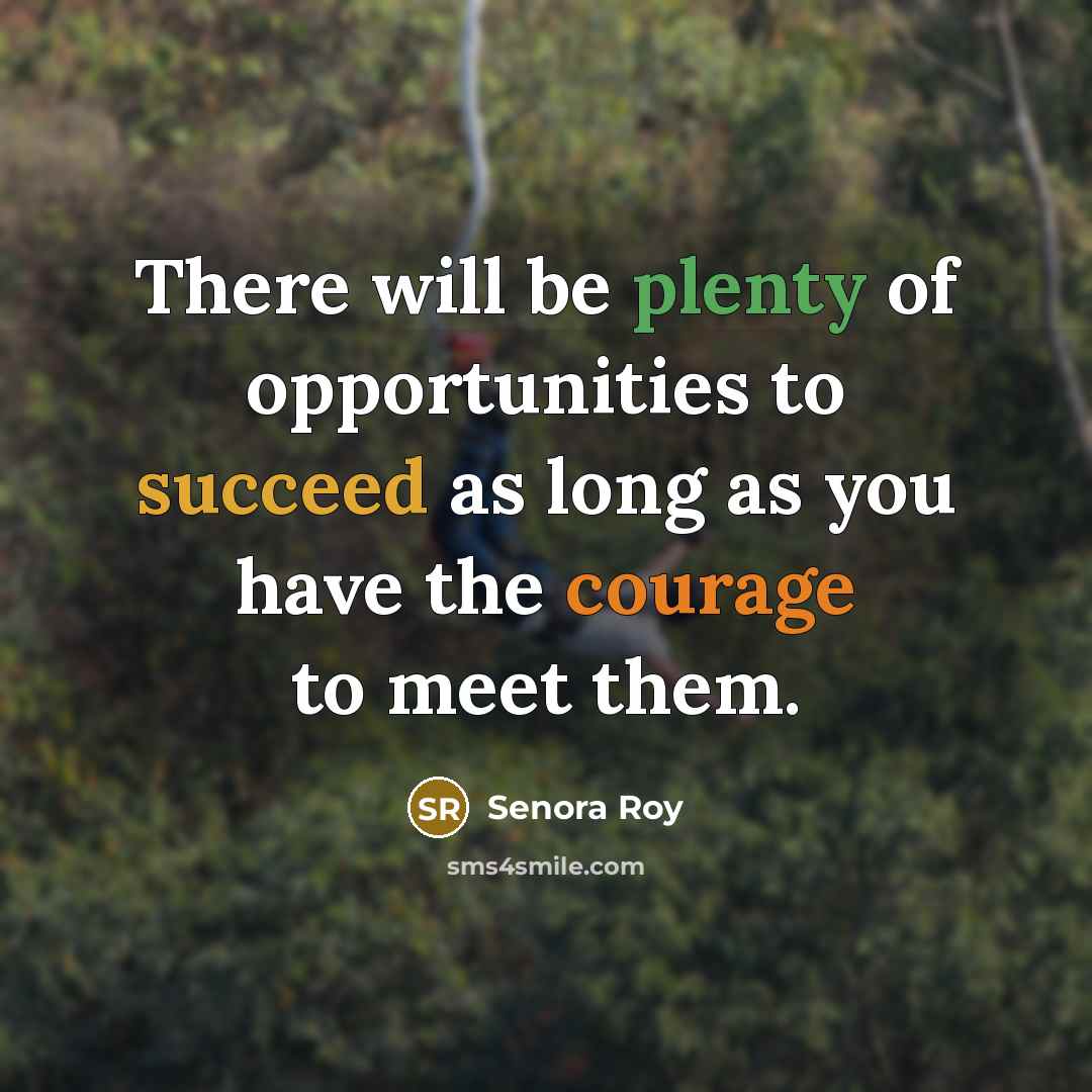 “There will be plenty of opportunities to succeed as long as you have the courage to meet them.” quote by Senora Roy
