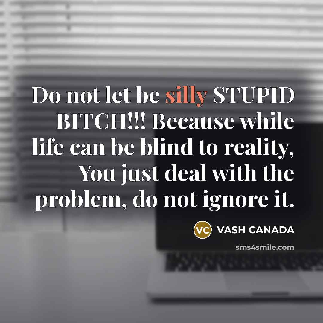 “Do not let be silly STUPID BITCH!!! Because while life can be blind to reality, You just deal with the problem, do not ignore it.” quote by VASH CANADA