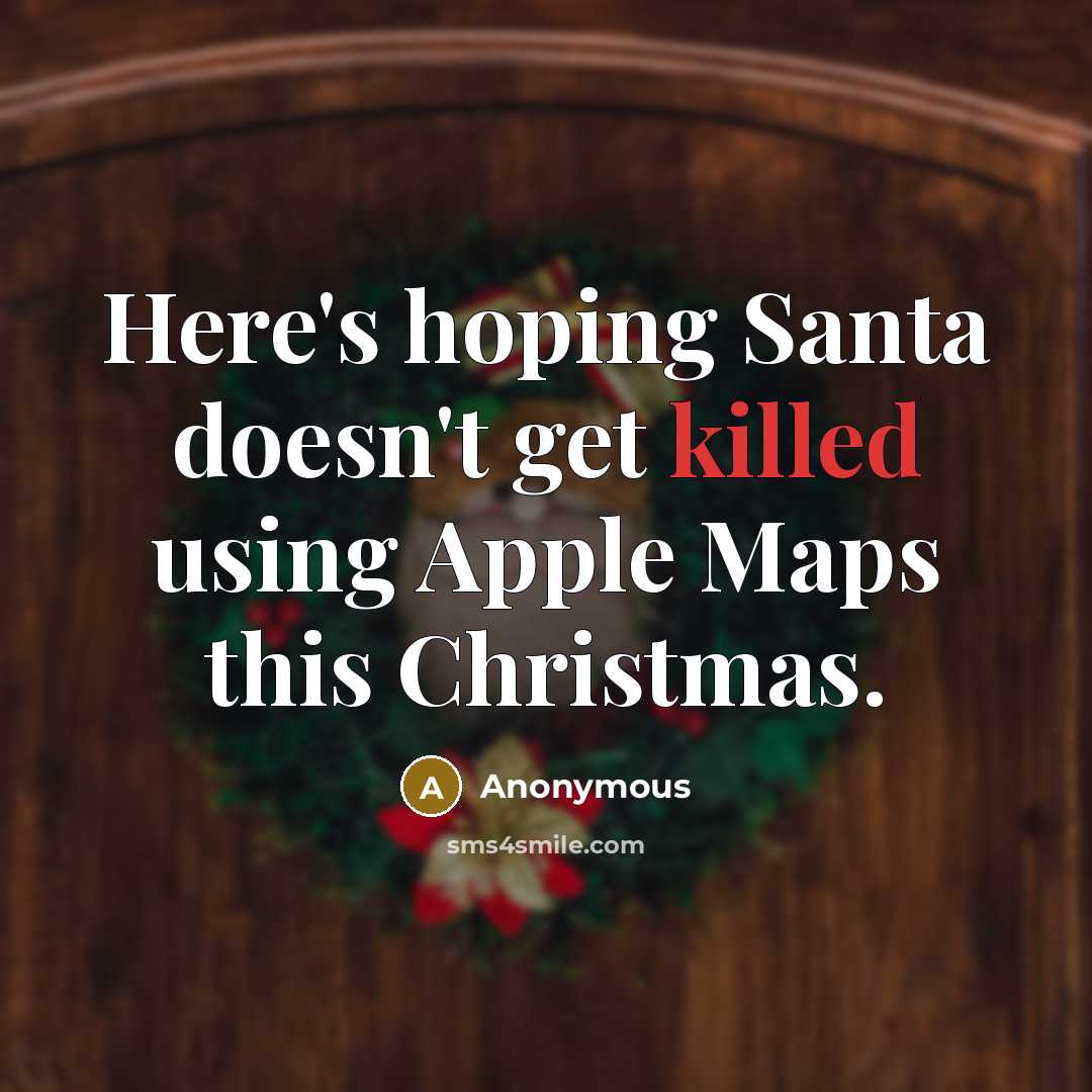 “Here's hoping Santa doesn't get killed using Apple Maps this Christmas.” quote by Anonymous