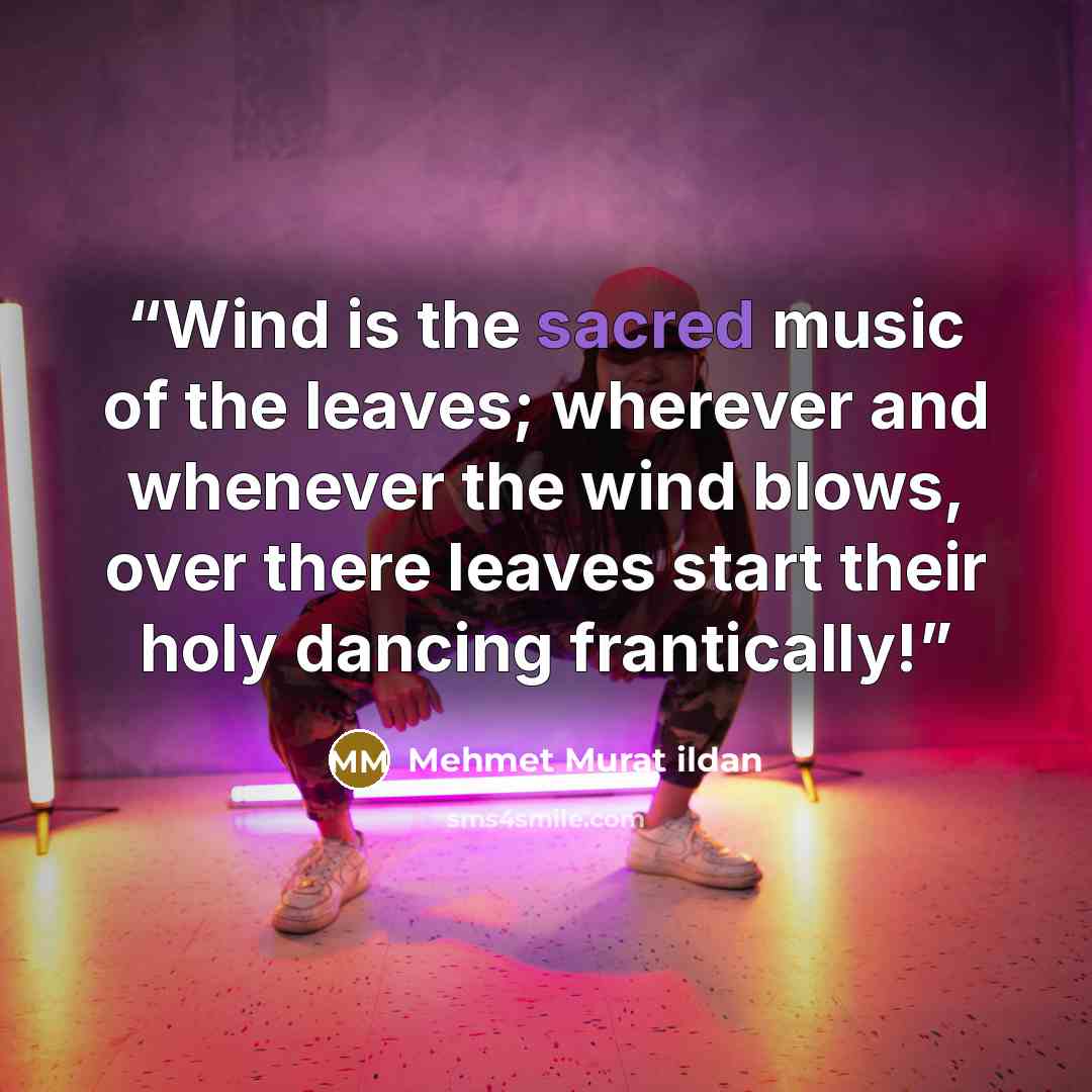 “Wind is the sacred music of the leaves; wherever and whenever the wind blows, over there leaves start their holy dancing frantically!” quote by Mehmet Murat ildan