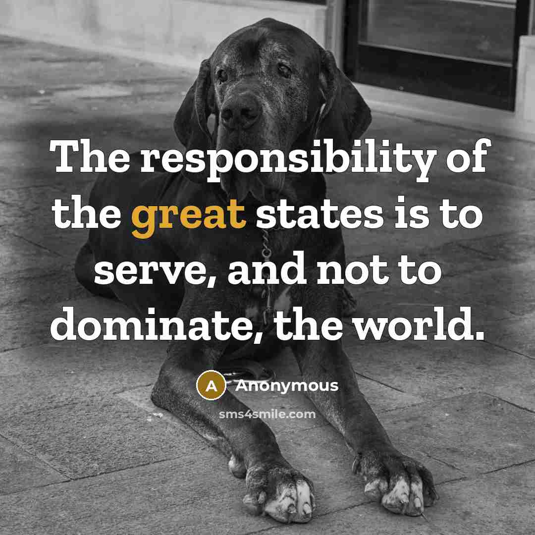 “The responsibility of the great states is to serve, and not to dominate, the world.” quote by Anonymous