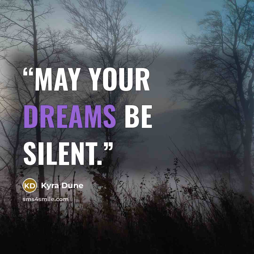 “May your dreams be silent.” quote by Kyra Dune