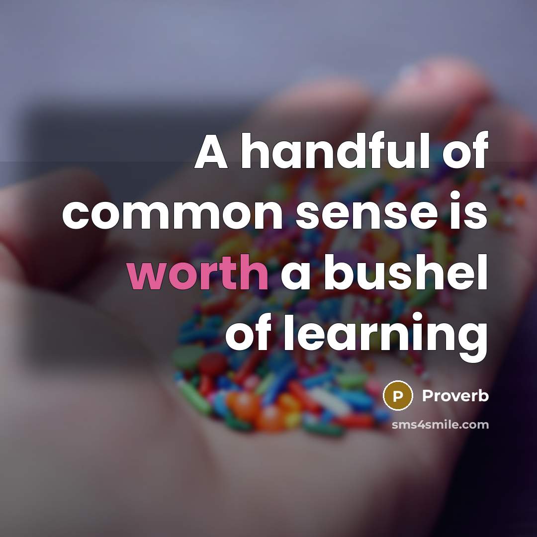 “A handful of common sense is worth a bushel of learning” quote by Proverb