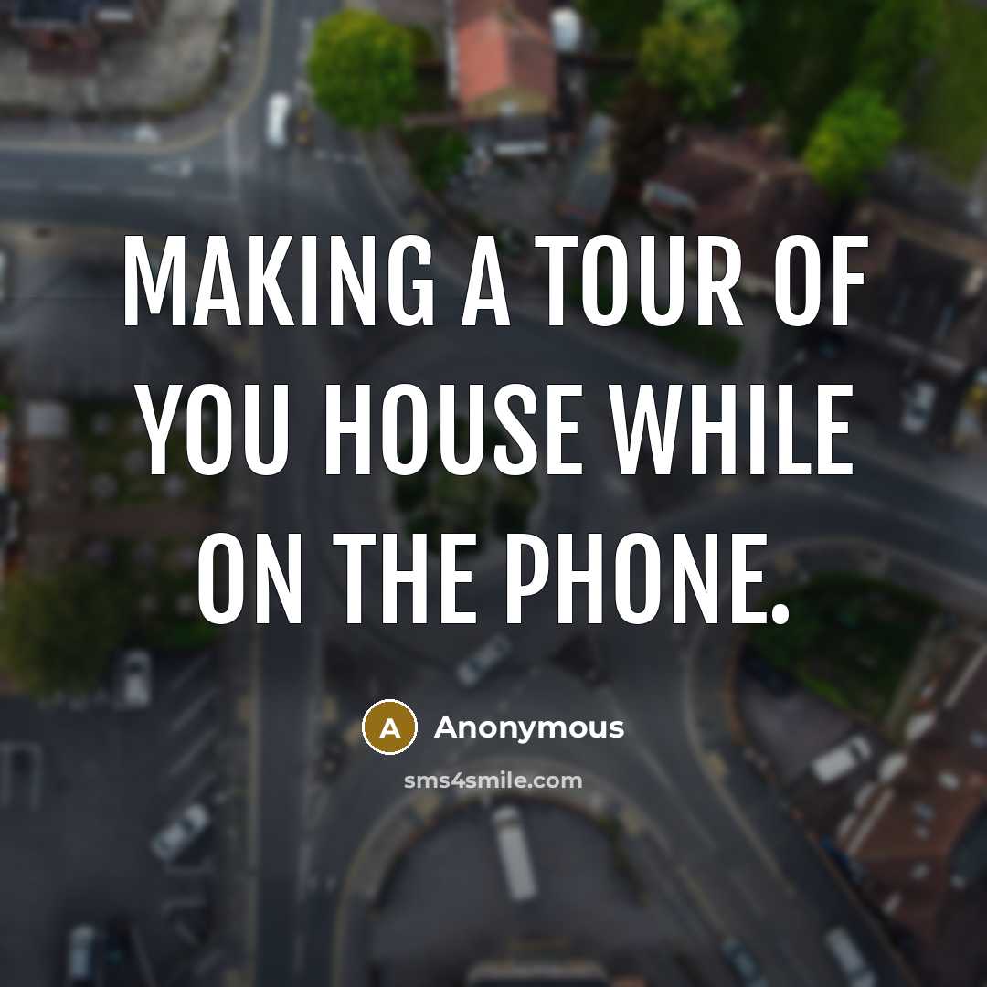 “Making a tour of you house while on the phone.” quote by Anonymous