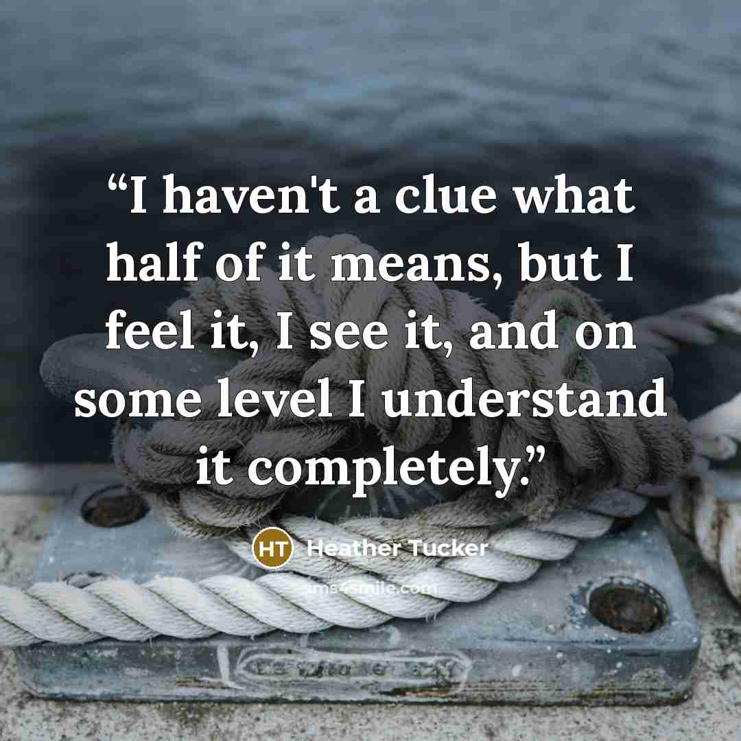 “I haven't a clue what half of it means, but I feel it, I see it, and on some level I understand it completely.” quote by Heather Tucker
