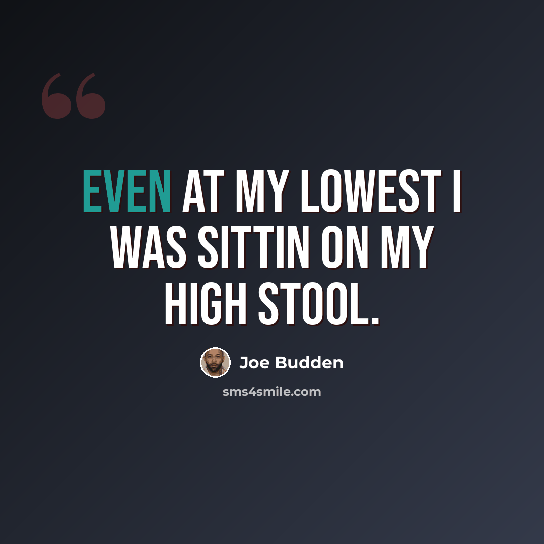 “Even at my lowest I was sittin on my high stool.” quote by Joe Budden