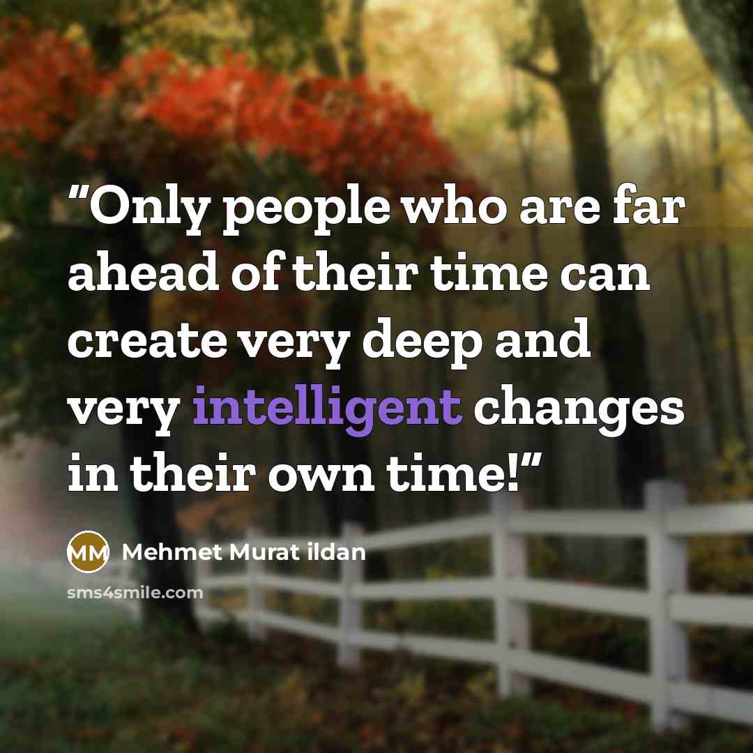 “Only people who are far ahead of their time can create very deep and very intelligent changes in their own time!” quote by Mehmet Murat ildan
