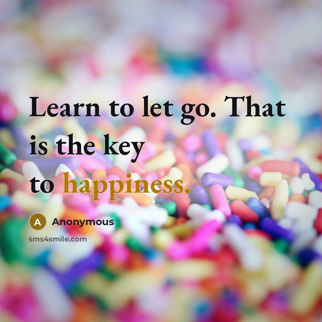 “Learn to let go. That is the key to happiness.” quote by Anonymous