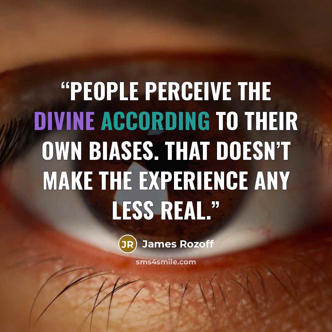 “People perceive the divine according to their own biases. That doesn’t make the experience any less real.” quote by James Rozoff