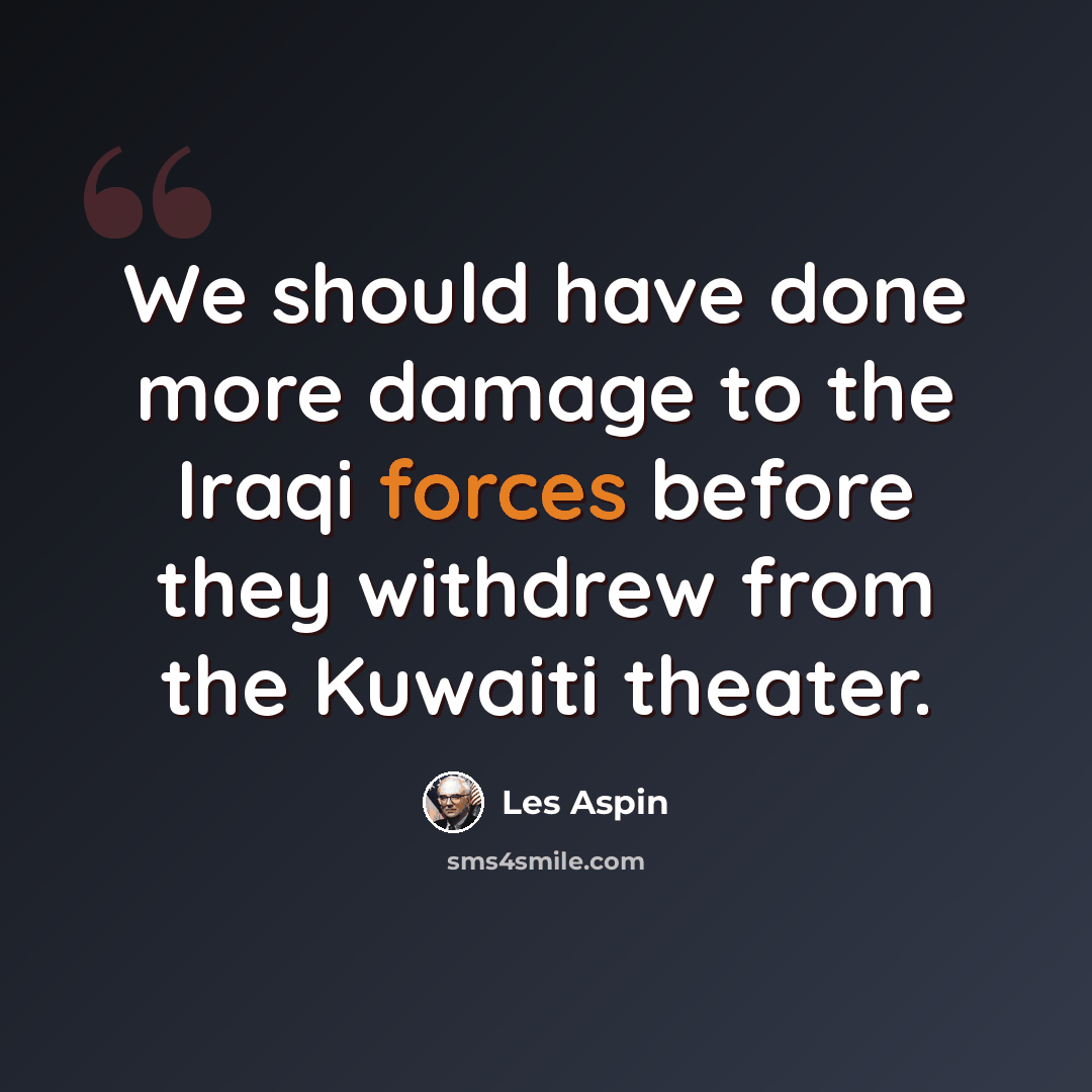 “We should have done more damage to the Iraqi forces before they withdrew from the Kuwaiti theater.” quote by Les Aspin