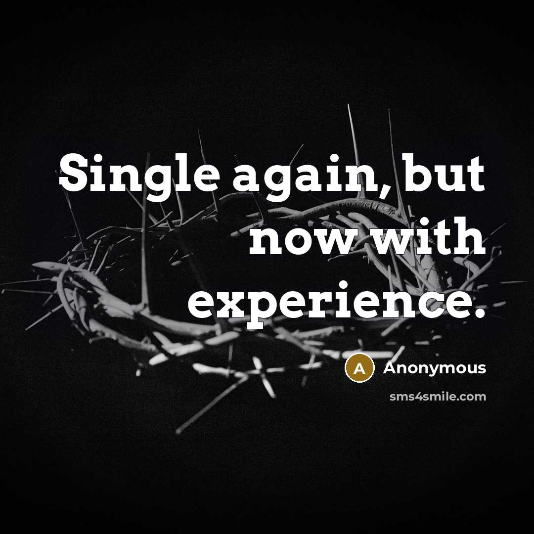 “Single again, but now with experience.” quote by Anonymous