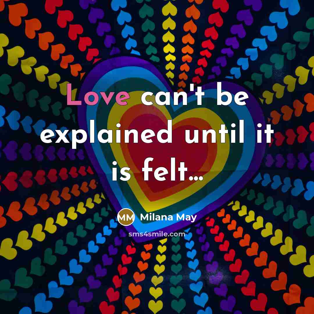 “Love can't be explained until it is felt...” quote by Milana May