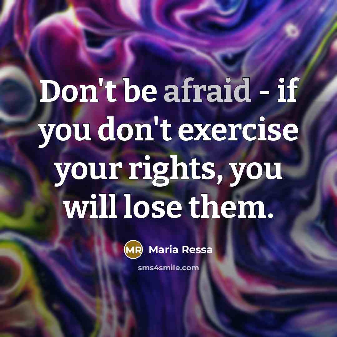 “Don't be afraid - if you don't exercise your rights, you will lose them.” quote by Maria Ressa