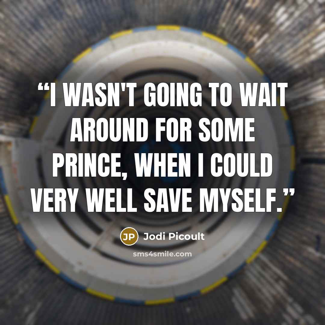 “I wasn't going to wait around for some prince, when I could very well save myself.” quote by Jodi Picoult