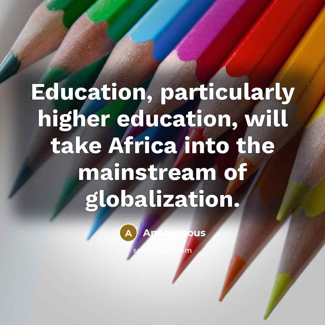 “Education, particularly higher education, will take Africa into the mainstream of globalization.” quote by Anonymous