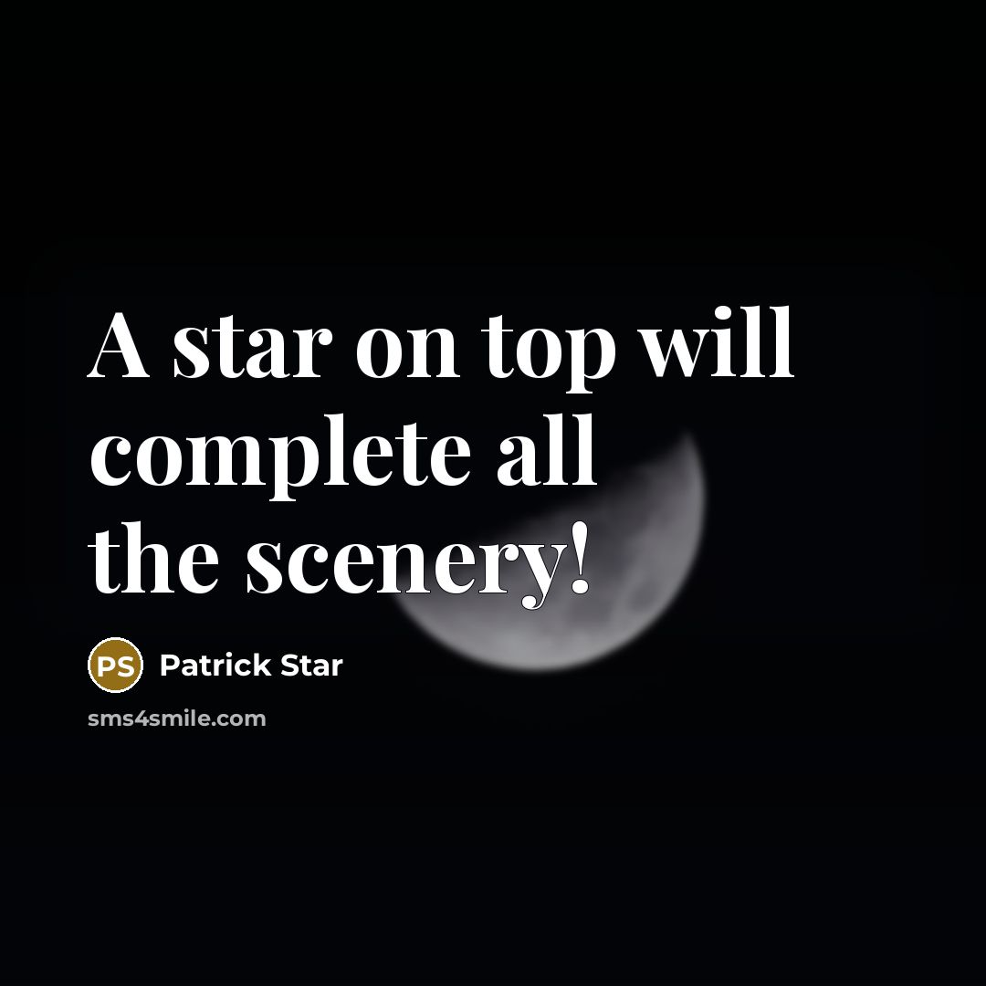 “A star on top will complete all the scenery!” quote by Patrick Star