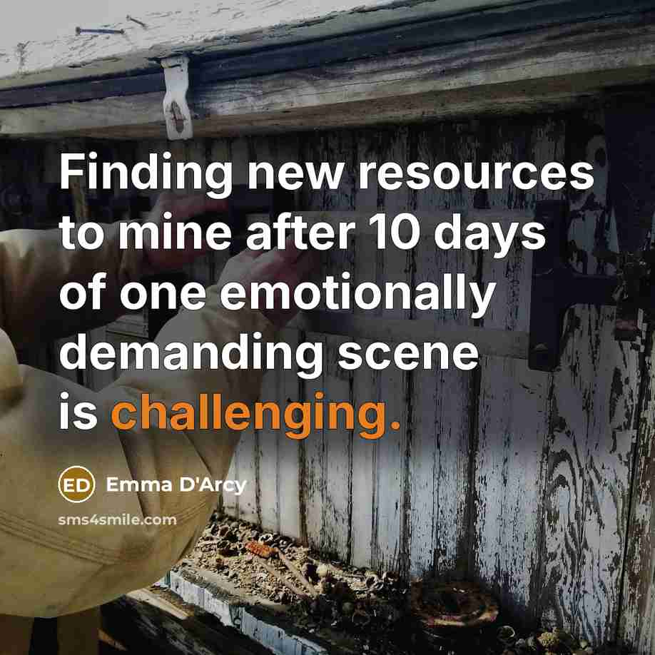 “Finding new resources to mine after 10 days of one emotionally demanding scene is challenging.” quote by Emma D'Arcy