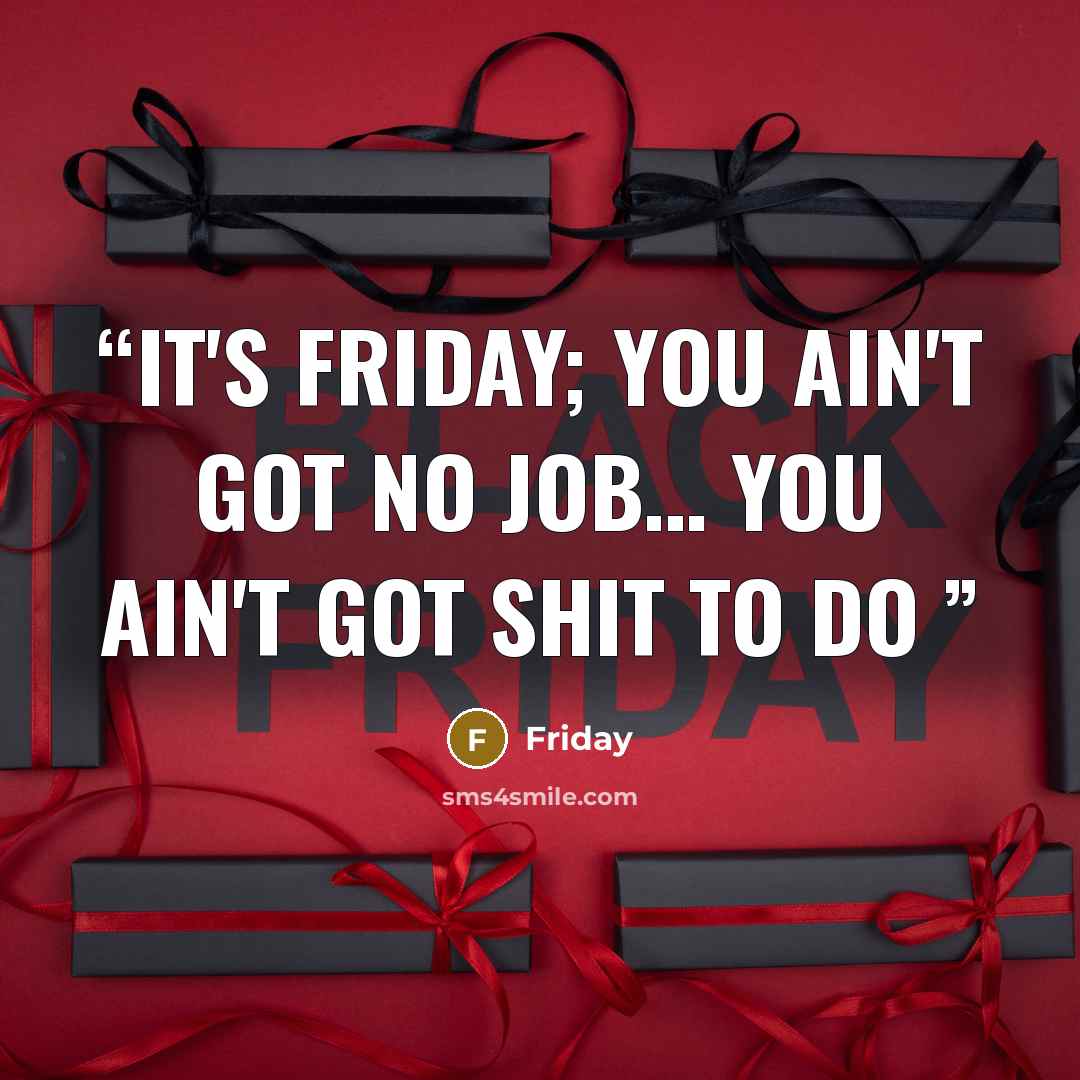 “It's Friday; you ain't got no job… you ain't got shit to do” quote by Friday