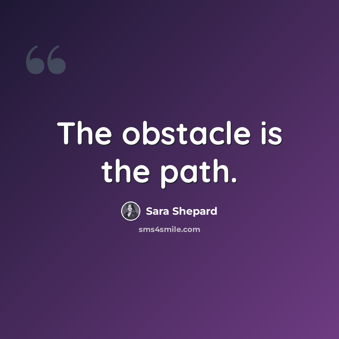 “The obstacle is the path.” quote by Sara Shepard