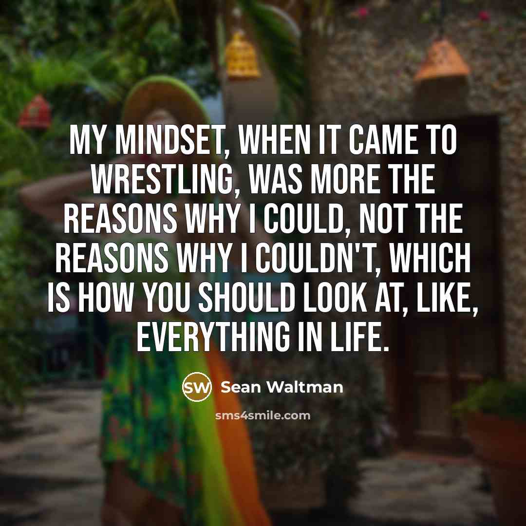 “My mindset, when it came to wrestling, was more the reasons why I could, not the reasons why I couldn't, which is how you should look at, like, everything in life.” quote by Sean Waltman