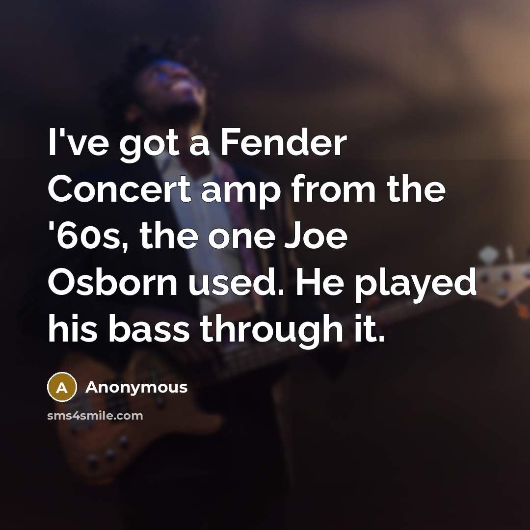 “I've got a Fender Concert amp from the '60s, the one Joe Osborn used. He played his bass through it.” quote by Anonymous
