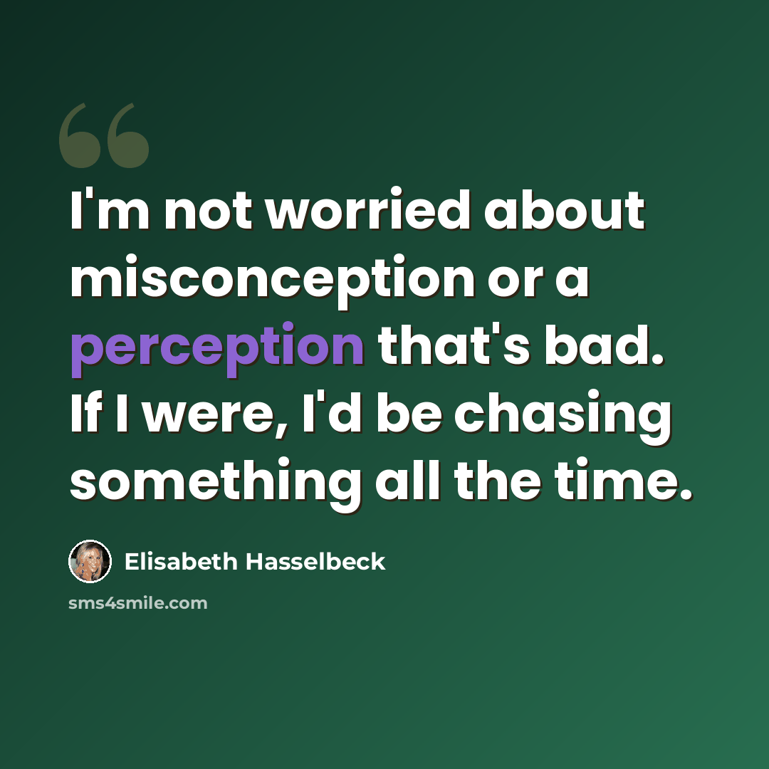 “I'm not worried about misconception or a perception that's bad. If I were, I'd be chasing something all the time.” quote by Elisabeth Hasselbeck