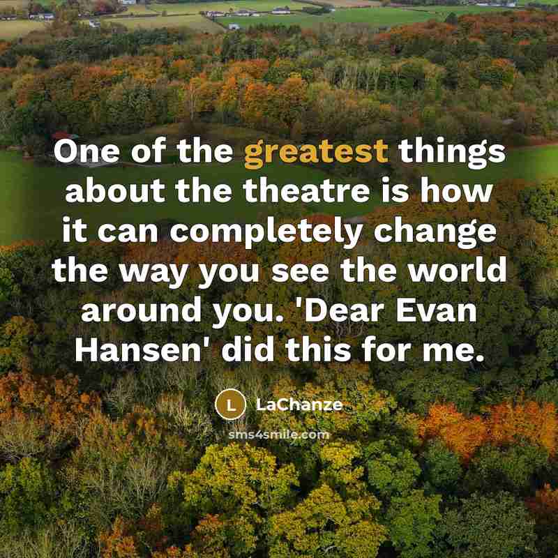 “One of the greatest things about the theatre is how it can completely change the way you see the world around you. 'Dear Evan Hansen' did this for me.” quote by LaChanze