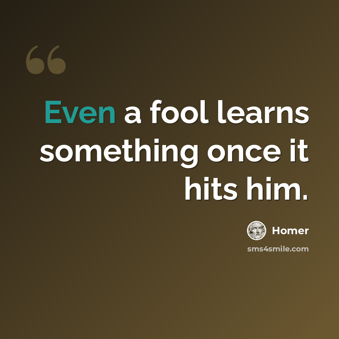 “Even a fool learns something once it hits him.” quote by Homer